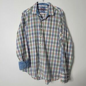 Robert Graham Men Size XL Multicolor Plaid LS Button Front Shirt Flip Cuff